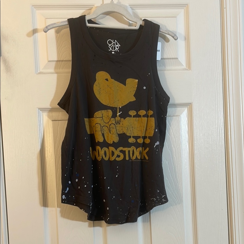 NWT Cha Sor/ Free People Woodstock tank Size XS
Black with Gold logo